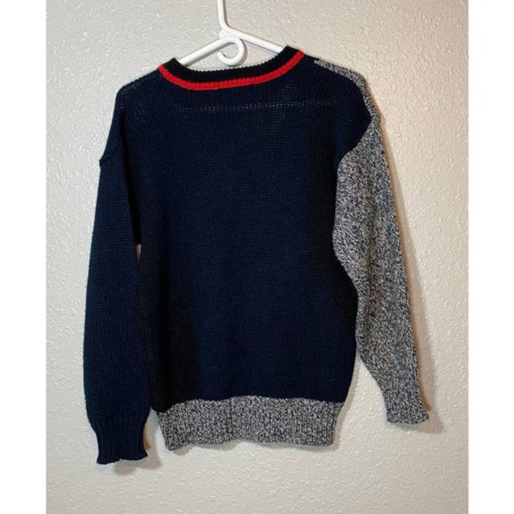 Answers Medium Sweater Retro Vintage 80s 90s Long Sleeve Black Red Gray Shirt - Picture 2 of 7